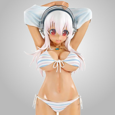 (image for) Super Sonico 1/2 Suntanned Stripe Bikini Pre-owned No Box